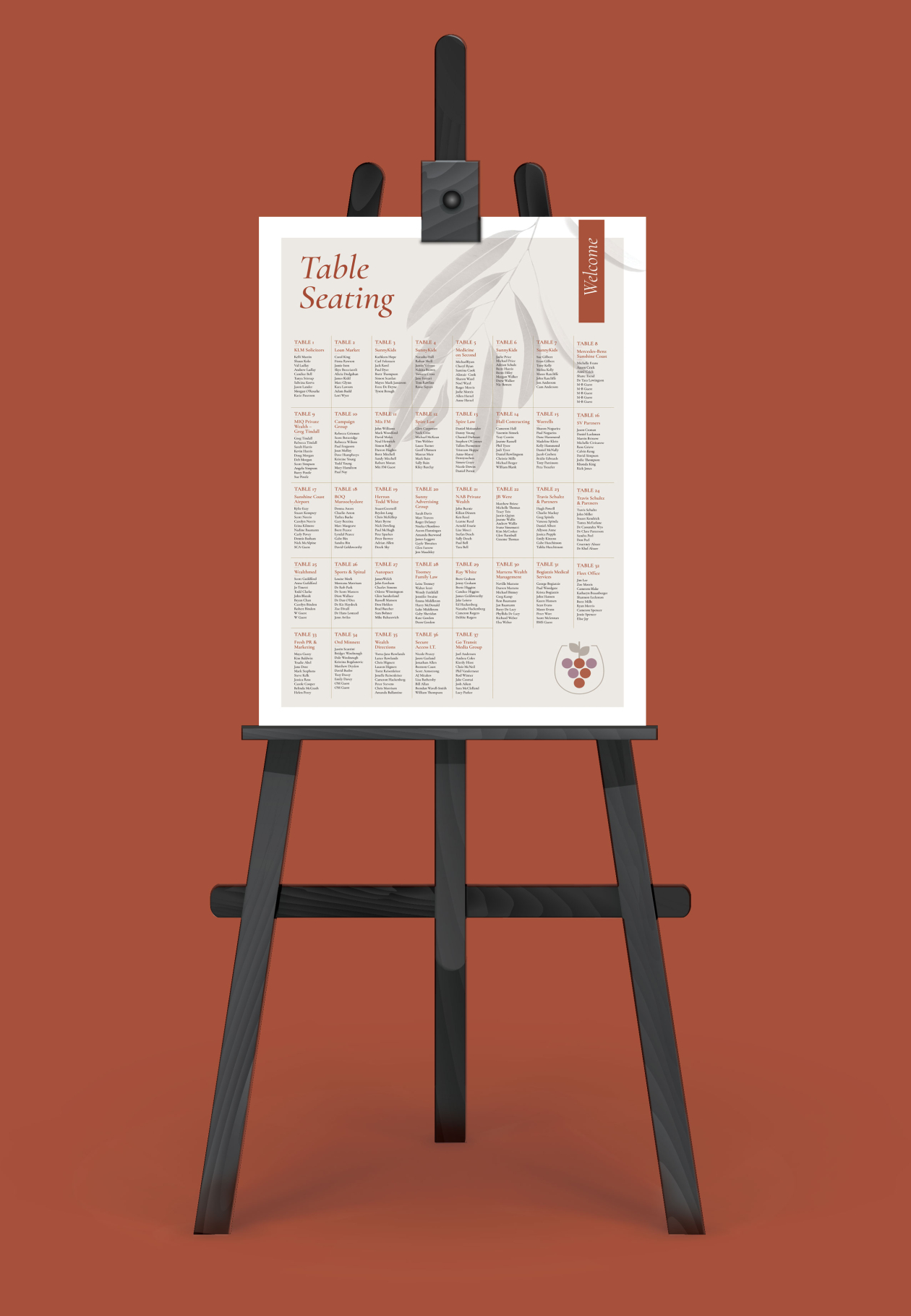 SunnyKids Winemakers Master Class dinner event seating plan